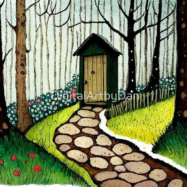 Digital art image of an outhouse