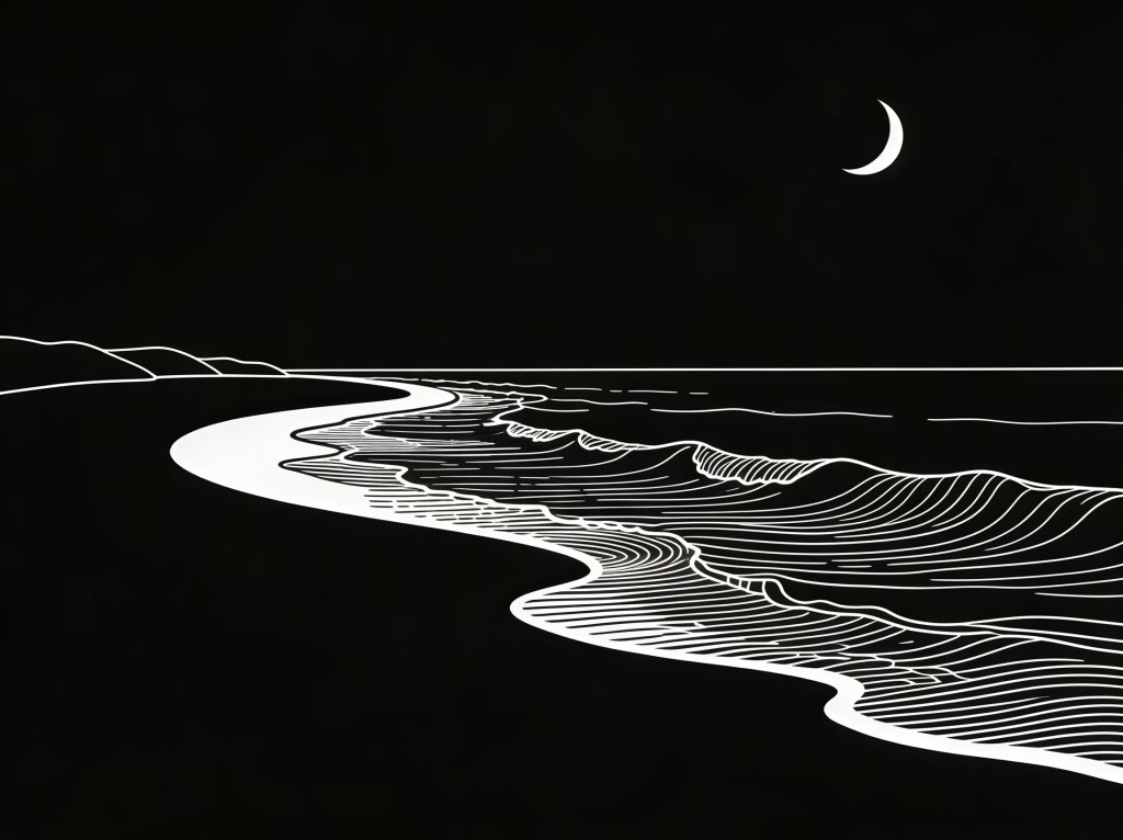 Beach in black and white