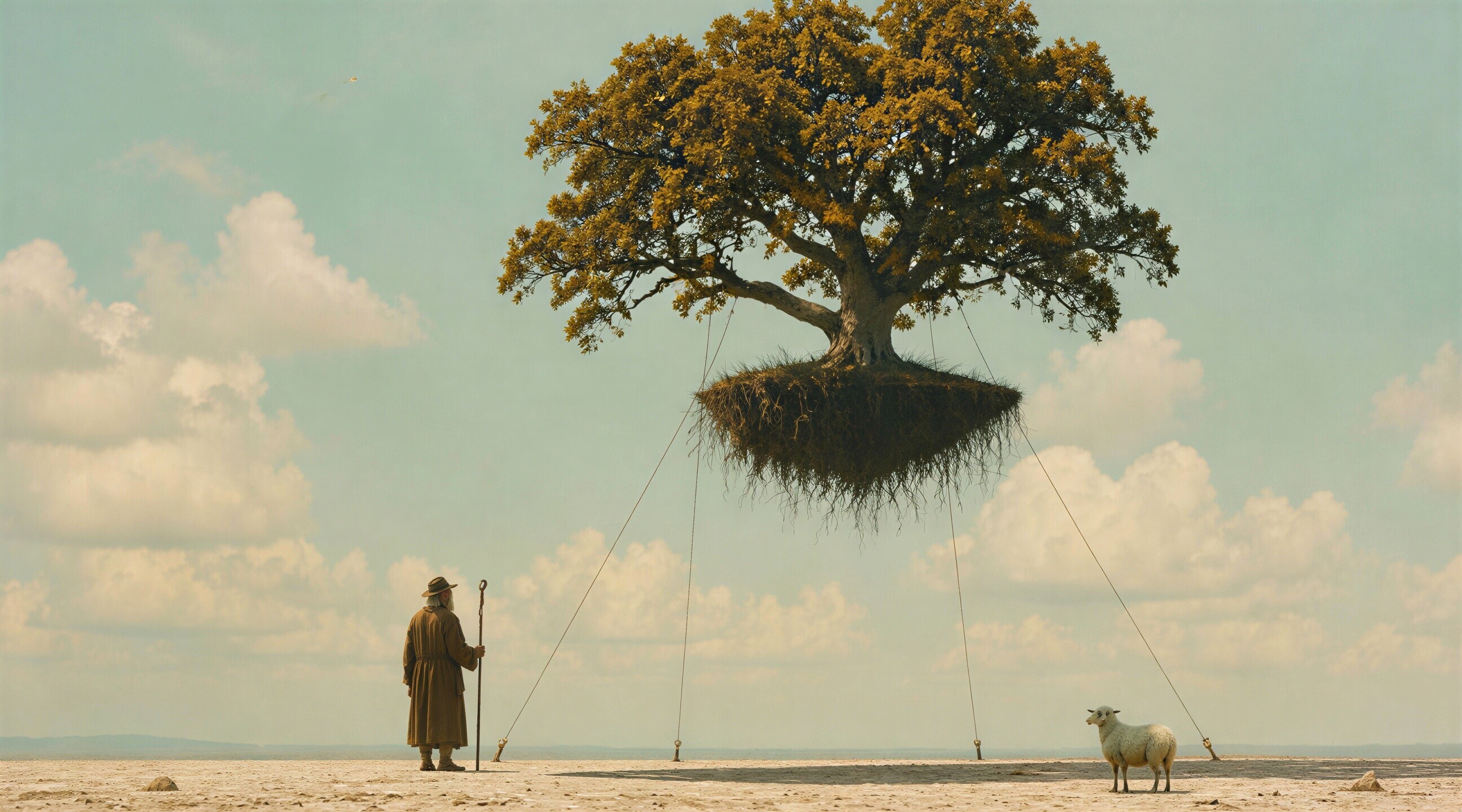A tree floating in tbe air